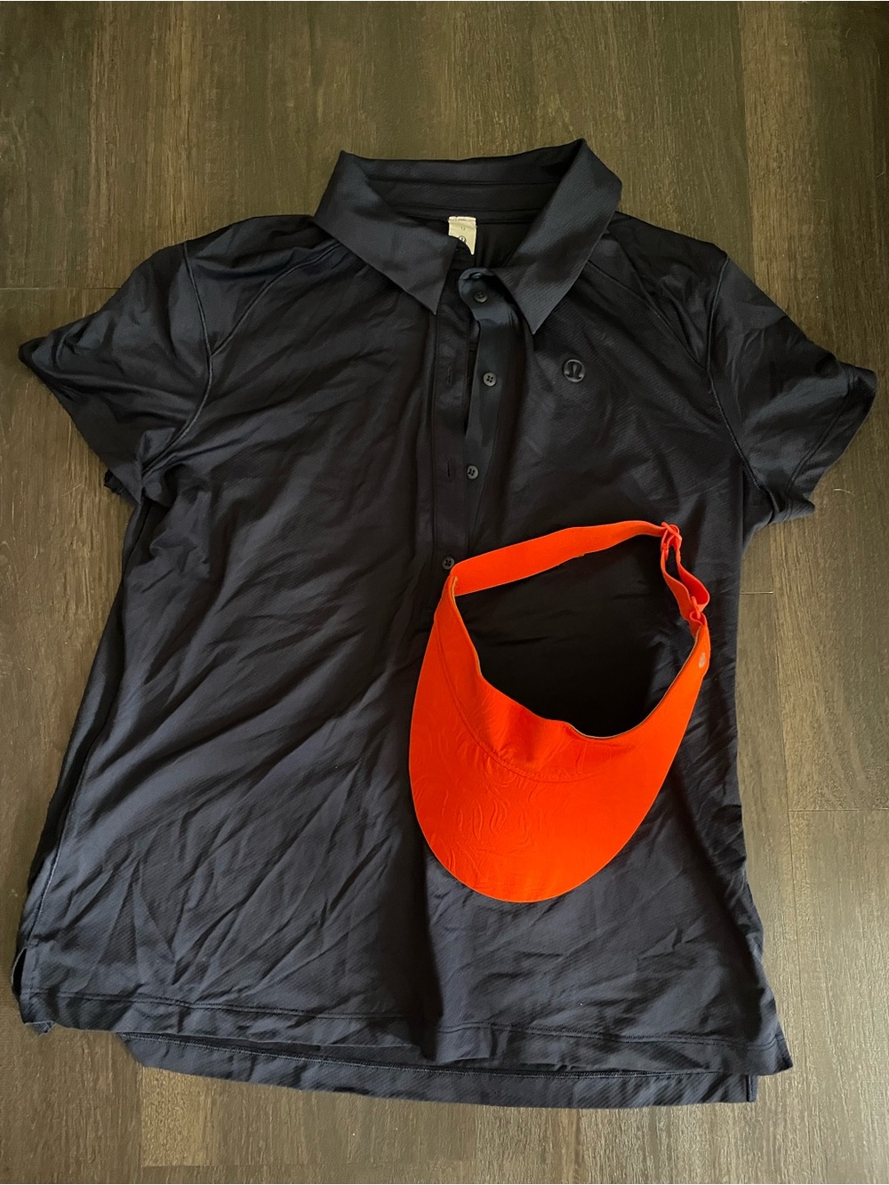 Like New Lululemon Navy Polo Shirt Size 12 with Orange Visor